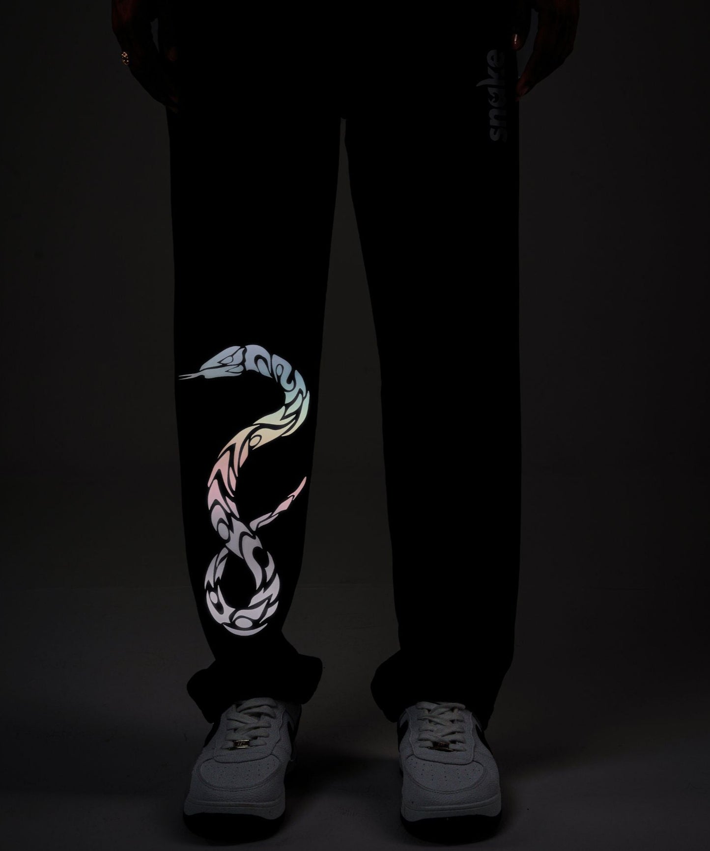 Reflective ( SNAKE ) Oversized Sweatpant Black